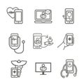 Telemedicine abstract idea with icons illustrating remote health