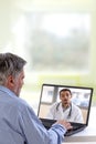 Telemedicine concept. Future broadcast consultation. Diagnosis from home. Royalty Free Stock Photo