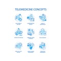 Telemedicine concept icons set