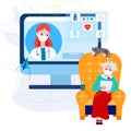 Telemedicine Doctor with Old woman. Virtual doctor meeting with Senior woman from home for therapy, diagnose, pills