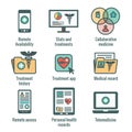 Telemedicine and Health Records Icon Set with Caduceus, file fol