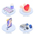 Telemedicine Isometric Compositions Set