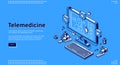 Telemedicine isometric landing, online medicine