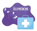 Telemedicine, kit first aid prescription medical treatment and online healthcare services