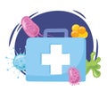 Telemedicine, kit first aid virus bacterias medical treatment and online healthcare