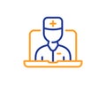 Telemedicine line icon. Online doctor sign. Vector