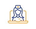 Telemedicine line icon. Online doctor sign. Vector