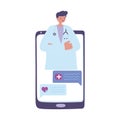 Telemedicine, smartphone doctor online support, treatment and online healthcare services