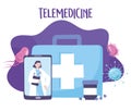 Telemedicine, smartphone doctor prescription medication, medical treatment and online healthcare services