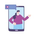 Telemedicine, smartphone patient remote professional consultation a doctor