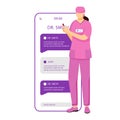 Telemedicine smartphone vector app screen