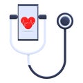 Telemedicine stethoscope icon, cartoon style