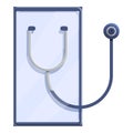 Telemedicine stethoscope tablet icon, cartoon style