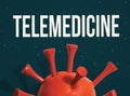 Telemedicine theme with a red virus