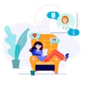 Tele medicine with Therapist. Virtual doctor meeting for therapy, diagnose, pills. Online consultation with your doctor. Stay at