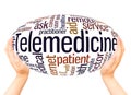 Telemedicine word cloud hand sphere concept