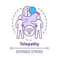 Telepathy concept icon. Mind reading, thought transference idea thin line illustration. Psychic abilities. Brain with