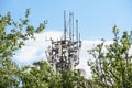 Telephone base station that spoils the natural view among the trees