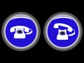 Telephone blue icons against black Royalty Free Stock Photo