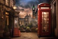 telephone booth with iconic london landmarks backdrop