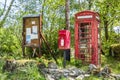 Telephone booth and letter box in the wilderness, Scotland Royalty Free Stock Photo