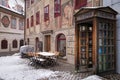 Telephone booth on a street in Krumlov Town