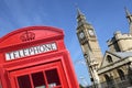 London British red telephone box booth Big Ben Royalty Free Stock Photo