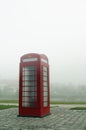 Telephone box in fog