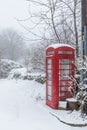 Telephone box in the snow Royalty Free Stock Photo