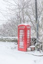 Telephone box in the snow Royalty Free Stock Photo
