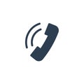 telephone call, contact us, handset, phone solid flat icon. vector illustration Royalty Free Stock Photo