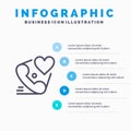 Telephone, Call, Heart, Love, Valentine Line icon with 5 steps presentation infographics Background