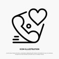 Telephone, Call, Heart, Love, Valentine Line Icon Vector