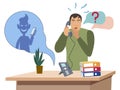 Telephone con man. Flat style Cartoon vector Royalty Free Stock Photo