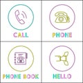 Telephone Conversation Device Linear Icons Set Royalty Free Stock Photo