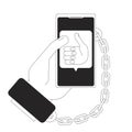 Telephone dependence black and white concept vector spot illustration