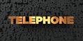 Telephone - Gold text on black background - 3D rendered royalty free stock picture