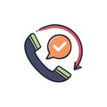 Telephone Handset with Check Mark Speech Bubble and Circular Arrow Royalty Free Stock Photo