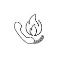 Telephone handset and fire hand drawn sketch icon. Royalty Free Stock Photo