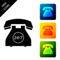 Telephone 24 hours support icon isolated. All-day customer support call-center. Full service 24 hour. Open 24 hours a Royalty Free Stock Photo