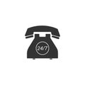 Telephone 24 hours support icon isolated. All-day customer support call-center. Full service 24 hour. Open 24 hours a Royalty Free Stock Photo