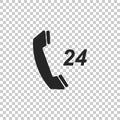 Telephone 24 hours support icon isolated on transparent background. All-day customer support call-center Royalty Free Stock Photo