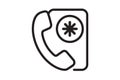 Telephone Icon, Asterisk Symbol, Phone Security, Access Code, Line Art, Black Outline, Simple Design