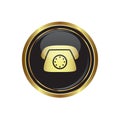 Telephone icon on the black with gold round button