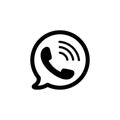 Telephone Icon. Black phone symbol in bubble Royalty Free Stock Photo