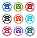 Telephone icon flat round buttons set illustration design Royalty Free Stock Photo