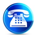 Telephone icon glassy vibrant sky blue round button illustration Royalty Free Stock Photo