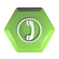 Telephone icon green hexagonal push button - 3D rendering illustration Royalty Free Stock Photo