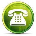 Telephone icon spring bright natural green round button illustration Royalty Free Stock Photo