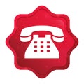 Telephone icon misty rose red starburst sticker button Royalty Free Stock Photo